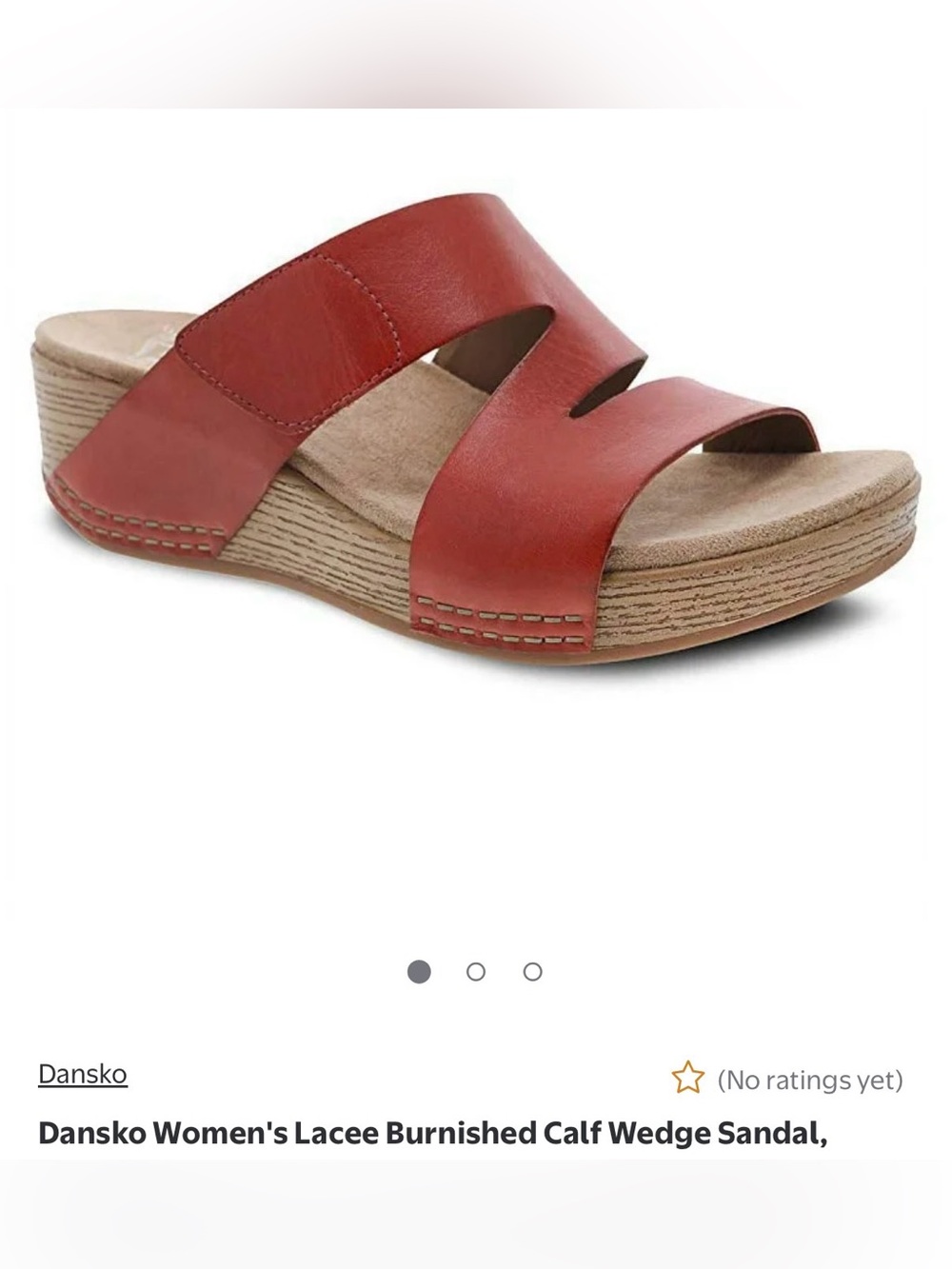Dansko Lacee Wedge Sandal in Burnished Red Leather